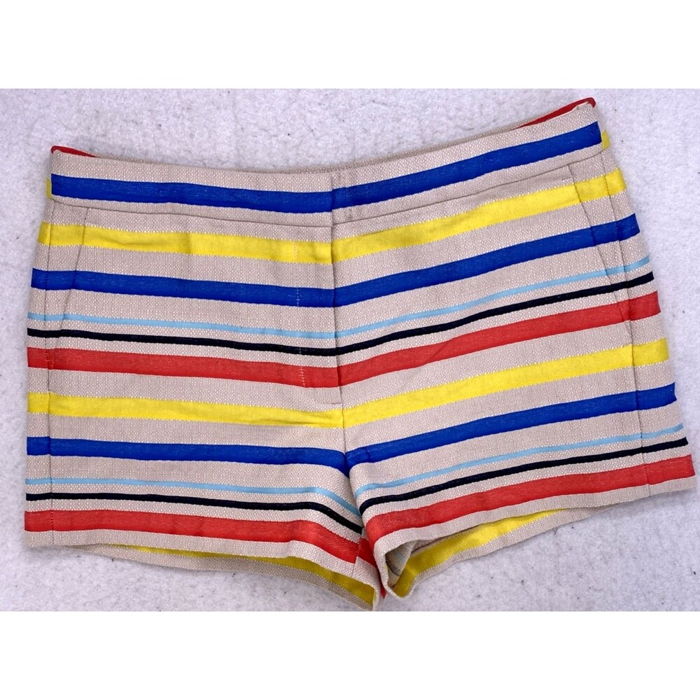 J.Crew Multi Color Stripe Chino Shorts Women’s Size 12 Red Blue Yellow Beige